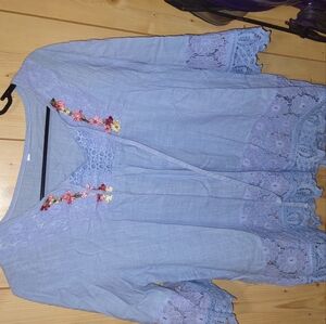 Elegant Blue Floral Blouse